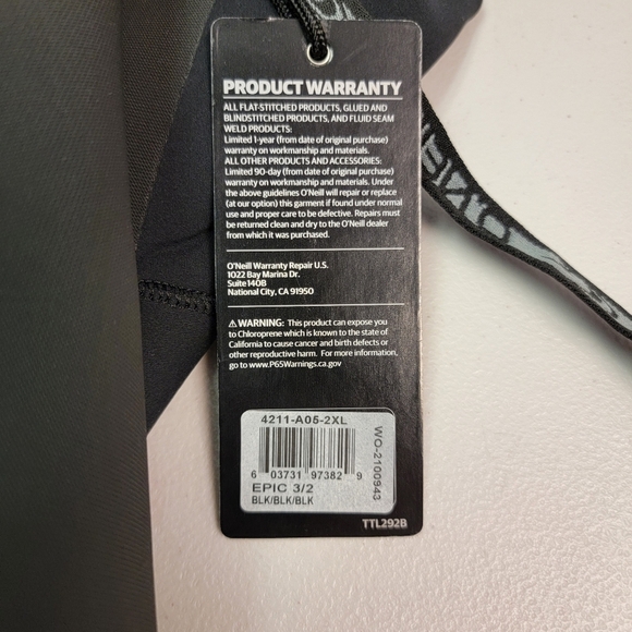 O'Neill Men's Epic 3/2mm Back Zip Full Wetsuit Size 2XL - Picture 4 of 6